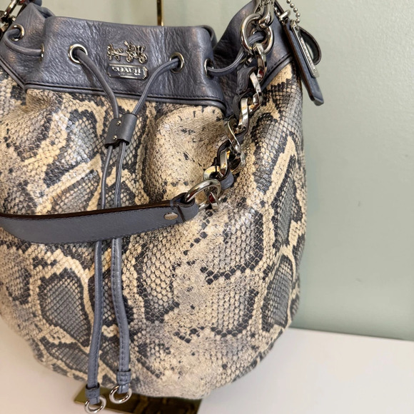 Coach Madison Python Embossed Marielle Leather Purse Snakeskin Shoulder Tote Bag - Picture 3 of 13